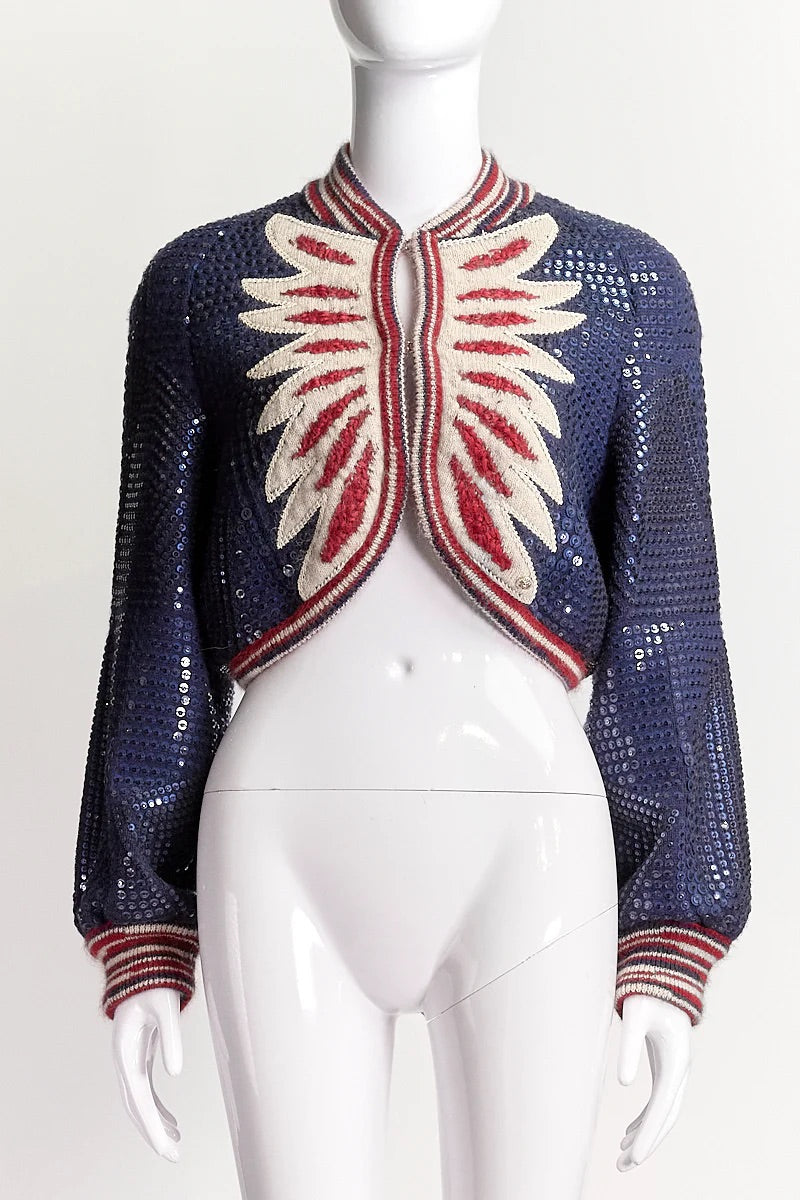 Paris/Dallas Sequin Cropped Cardigan Jacket