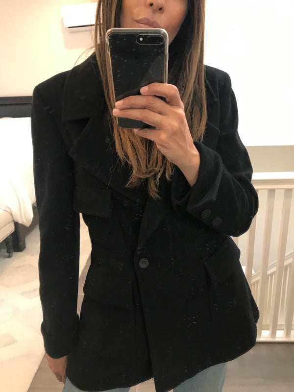 Cashmere blazer with logo buttons