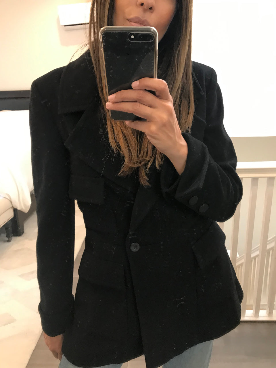 Cashmere blazer with logo buttons