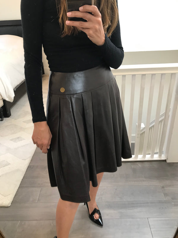 Vintage Leather Pleated Skirt