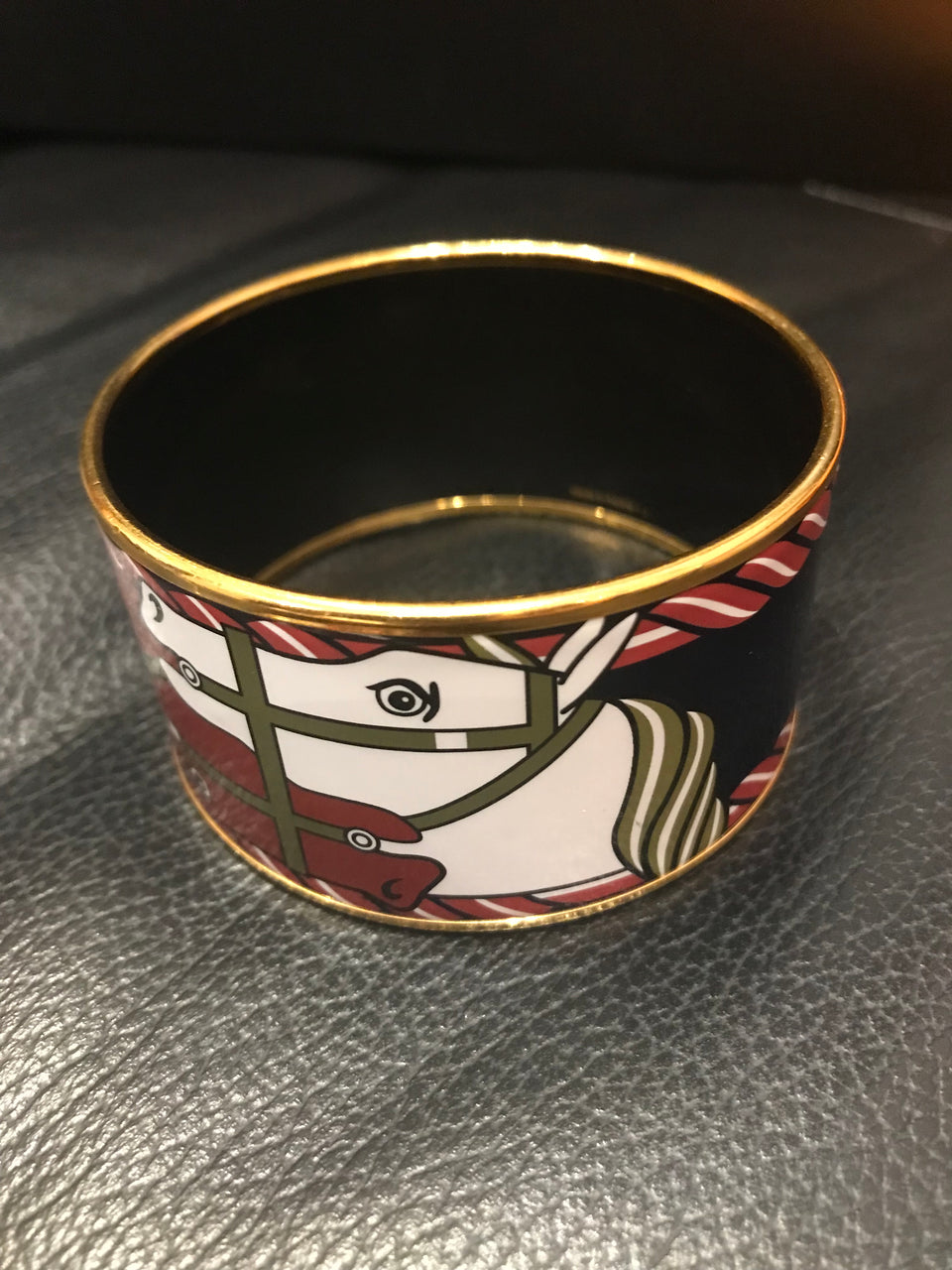 Large Burgundy Enamel Horse Bracelet