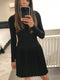 Long Sleeve Knit Pleated Dress