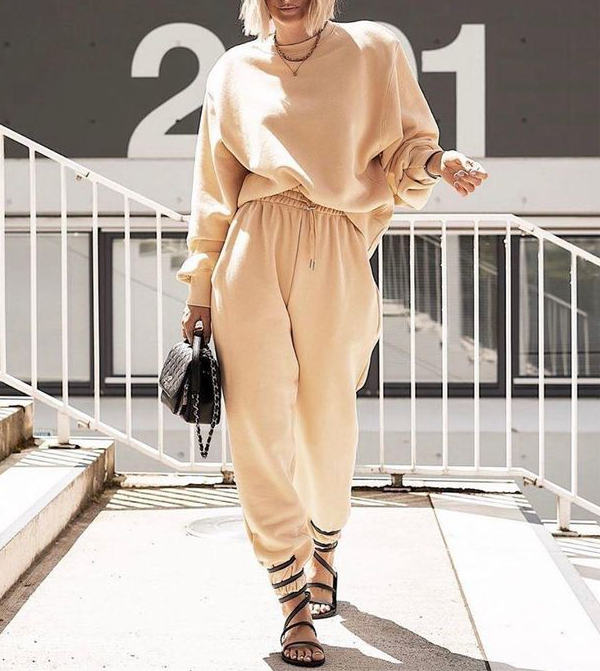 Ivory Sweatsuit with Shoulder Pad