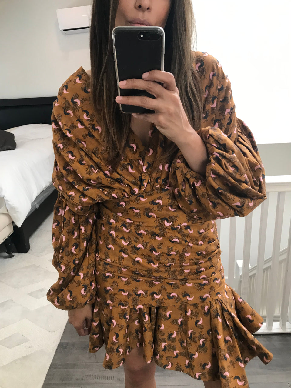 Long Sleeve Ruched Top Mini Dress