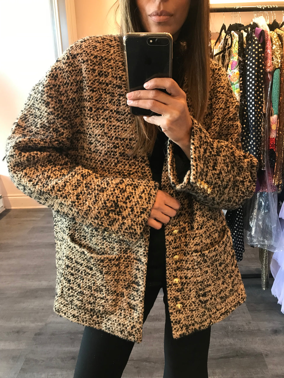 Tweed Cardigan-Style Jacket