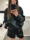 Faux leather hoodie with matching shorts