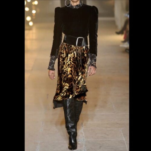 Velvet leopard midi skirt