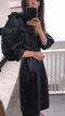 Ruffle Sleeve Leather Runway Dress