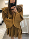 Peak Shoulder Plisse Dress