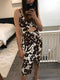 Floral linen runway dress