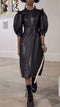 Ruffle Sleeve Leather Runway Dress