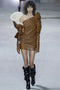 One shoulder leather runway dress