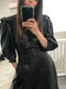 Ruffle Sleeve Leather Runway Dress