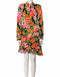 Velvet Floral Dress with Ruched Side