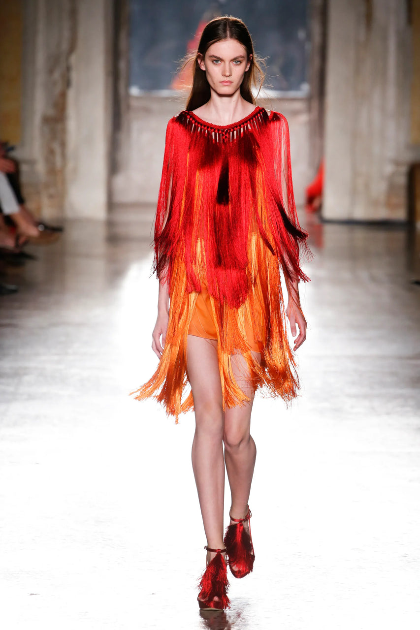 Colour Blocked Fringe Dress