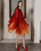 Colour Blocked Fringe Dress