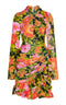 Velvet Floral Dress with Ruched Side