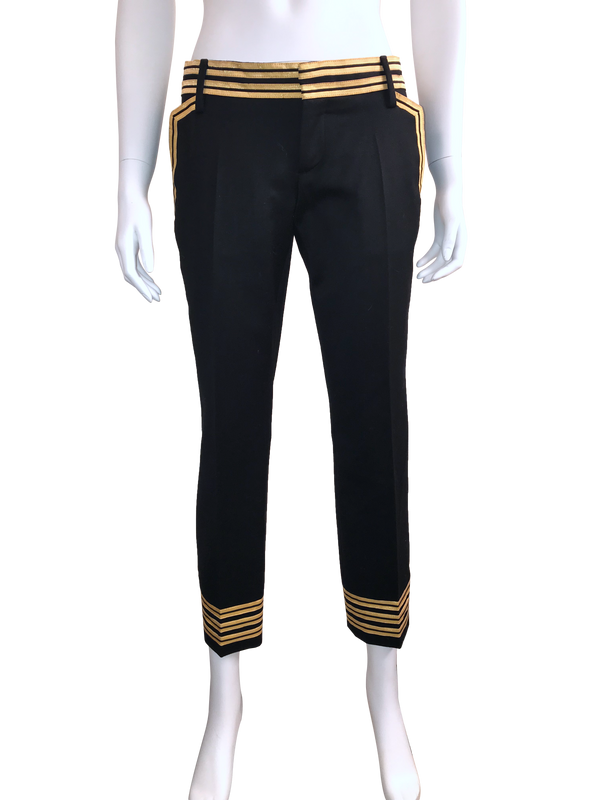 Black & Gold Military Cropped Pant