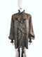 Animal Printed Ruffle Front Oversized Blouse