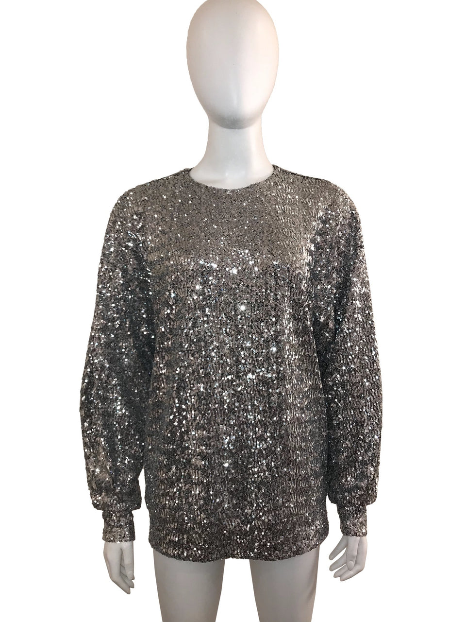Sequin Top with Button Back