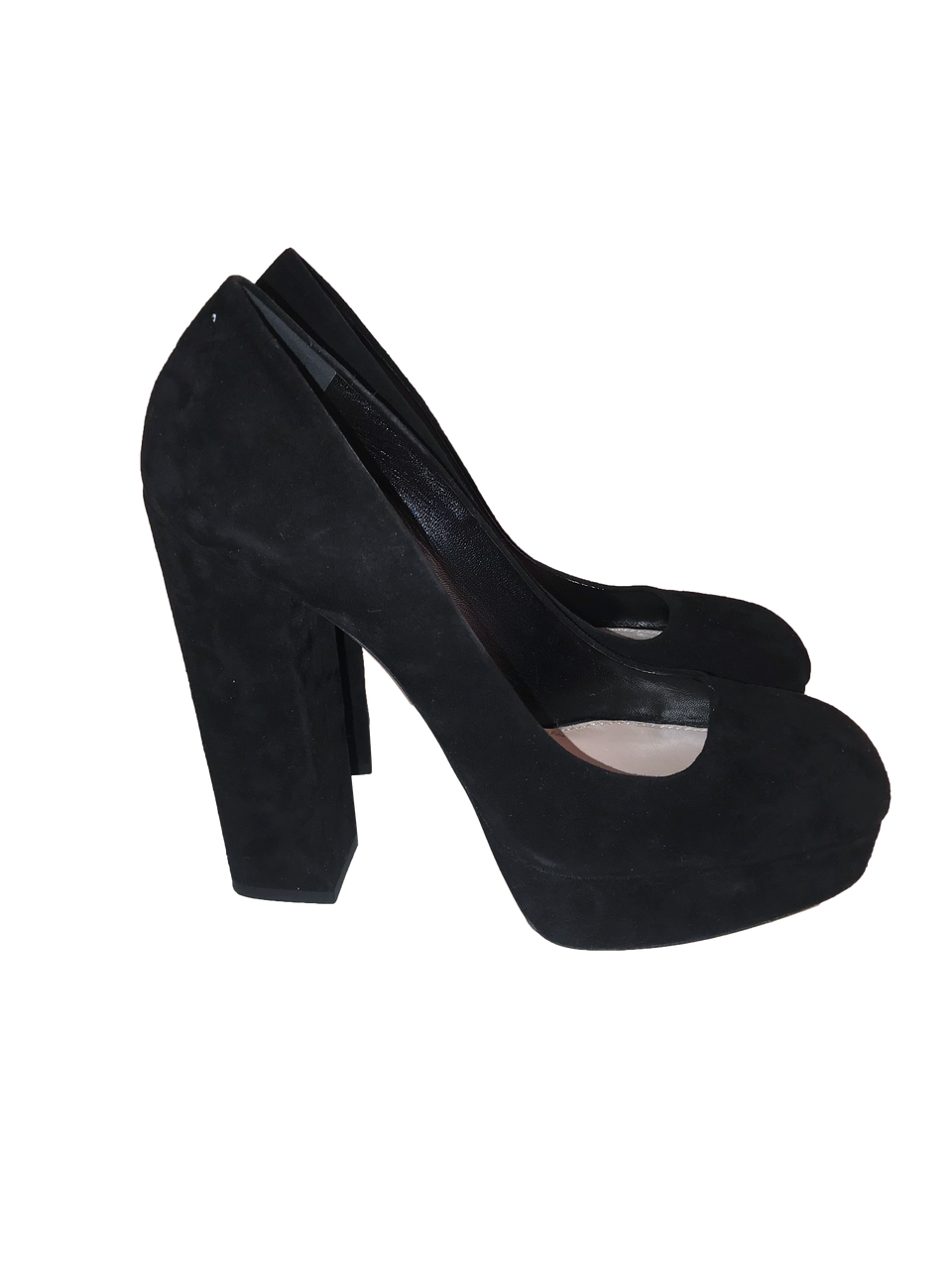 Suede Black Block Heels