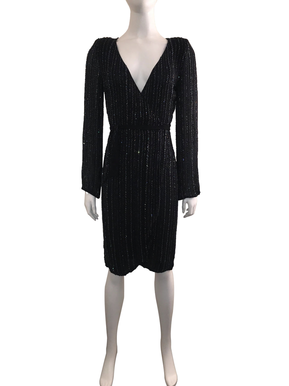 Beaded Wrap Dress with Tie Waist