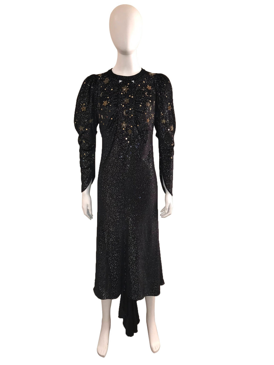 Velvet Dress with Stars and Train at Back