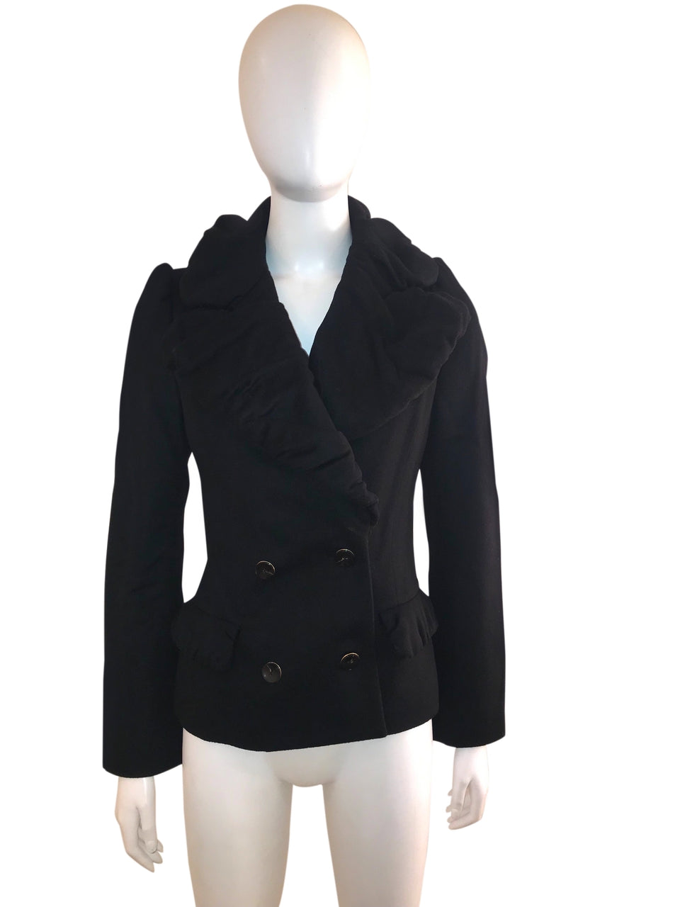 Ruffle Accented Double Breasted Jacket