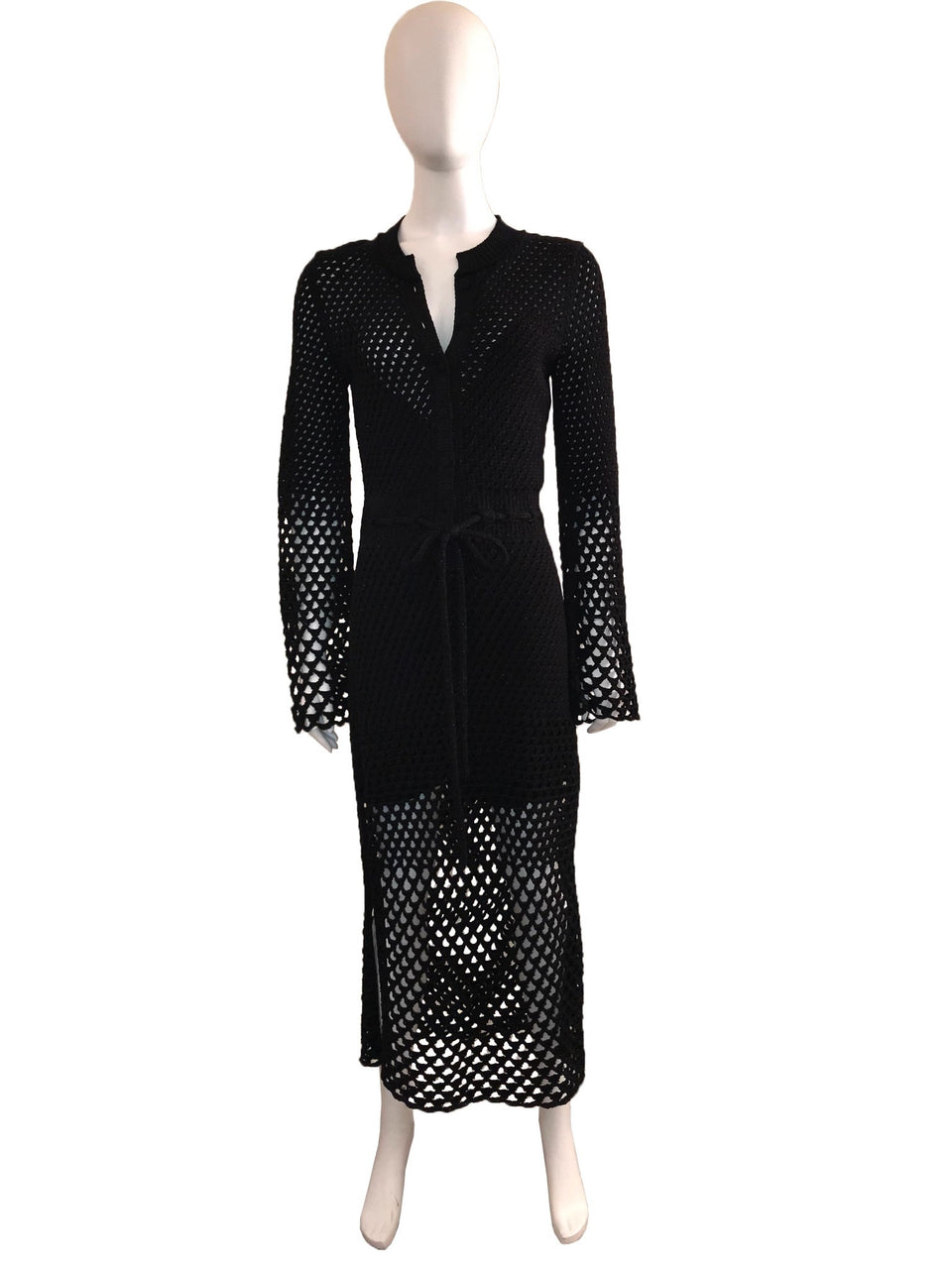 'Degrade' Open Knit Dress with Bell Sleeve