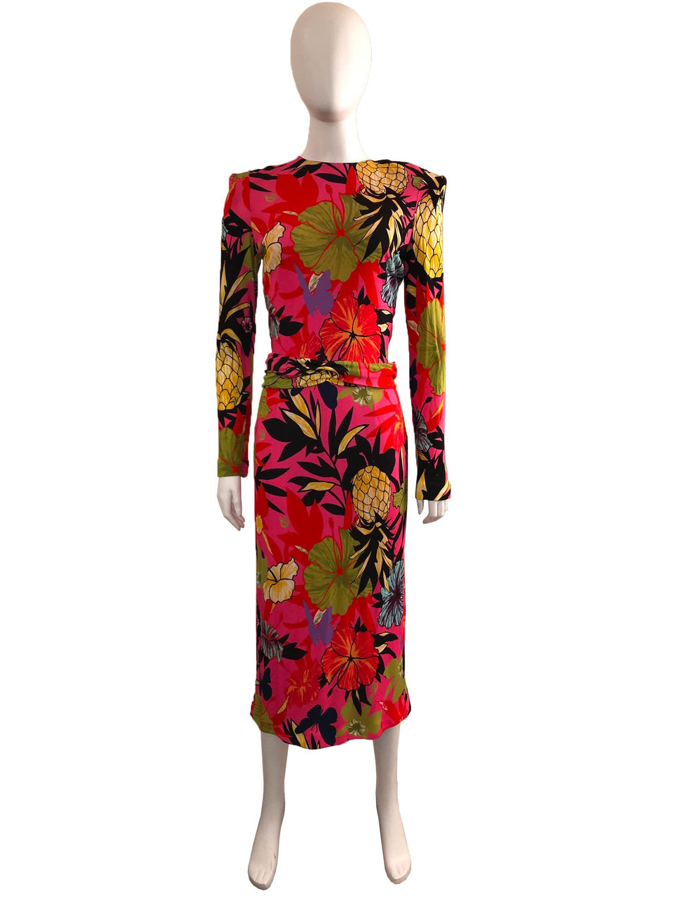 Multicoloured Floral Printed Dress with Lace Back