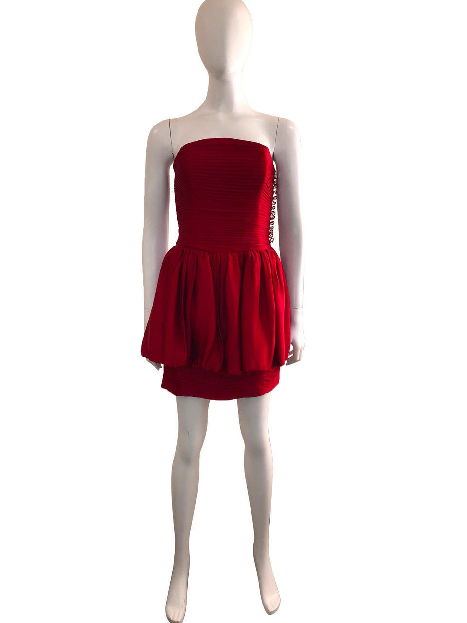Strapless Silk Pleated Mini Dress