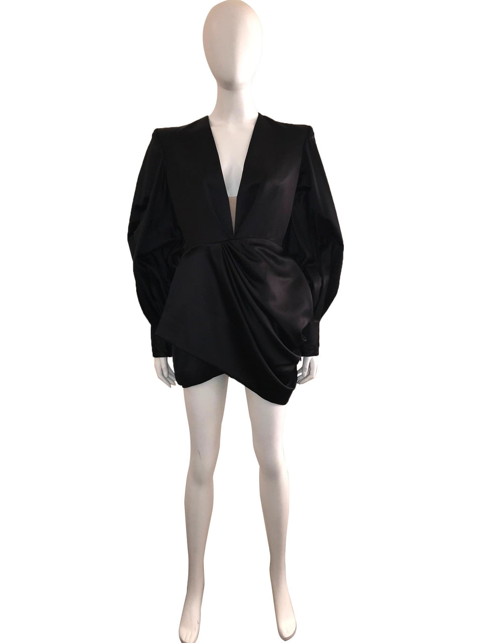Gathered Mini Dress with Puff Sleeves