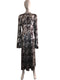 Metallic Bell Sleeve Printed Midi Dress