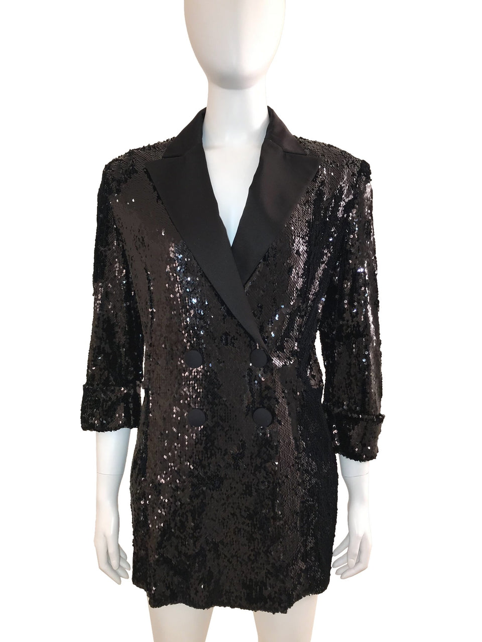 Double Breasted Sequin Tuxedo Blazer