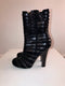 Round Toe Leather Cage Booties