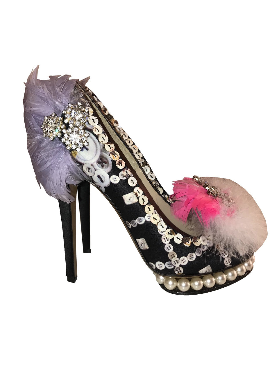Printed Heel w/ Buttons