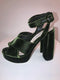 'Calzature Donna' Green Velvet Platform Sandals