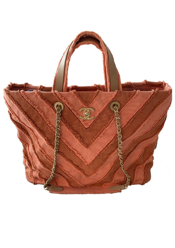 Denim Twill Chevron Tote