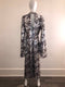 Metallic Bell Sleeve Printed Midi Dress