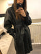 Leather belted shirt dress