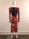 Multicoloured Floral Printed Dress with Lace Back