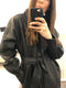 Leather belted shirt dress