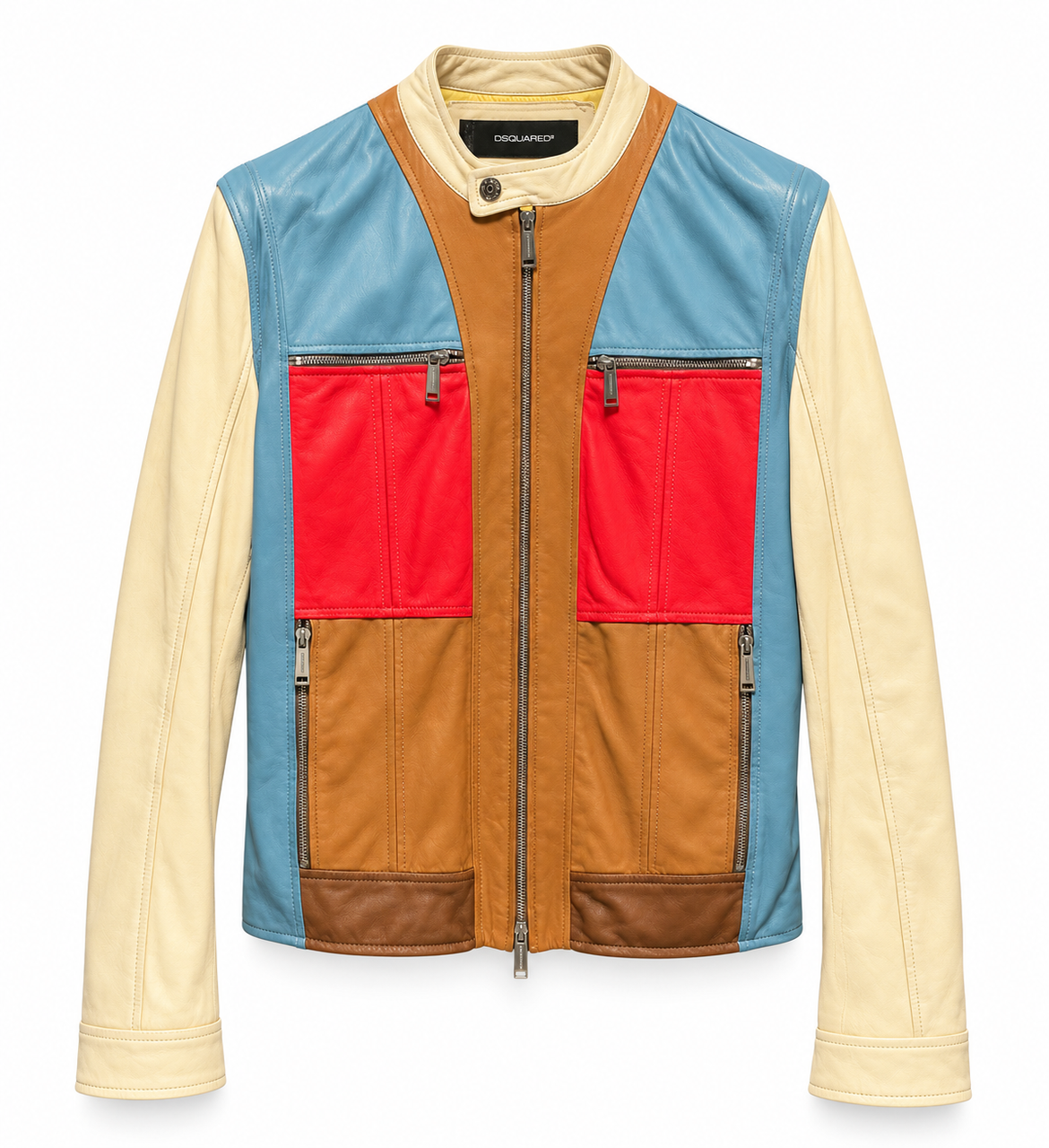 DSQUARED2 MENS MULTI COLOR LEATHER JACKET - 52