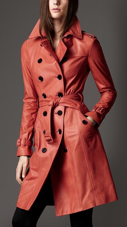 Double Breasted Leather Trench