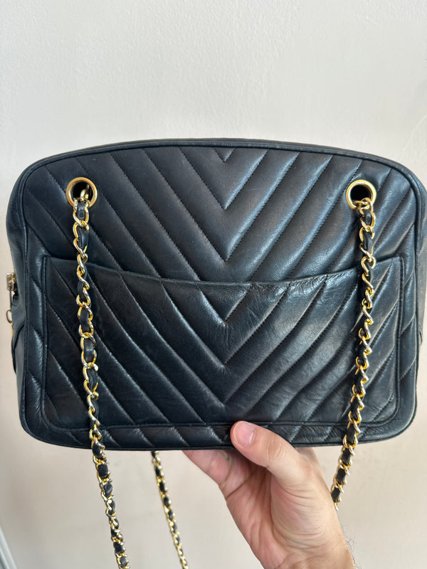 Vintage Chevron Leather Camera Bag