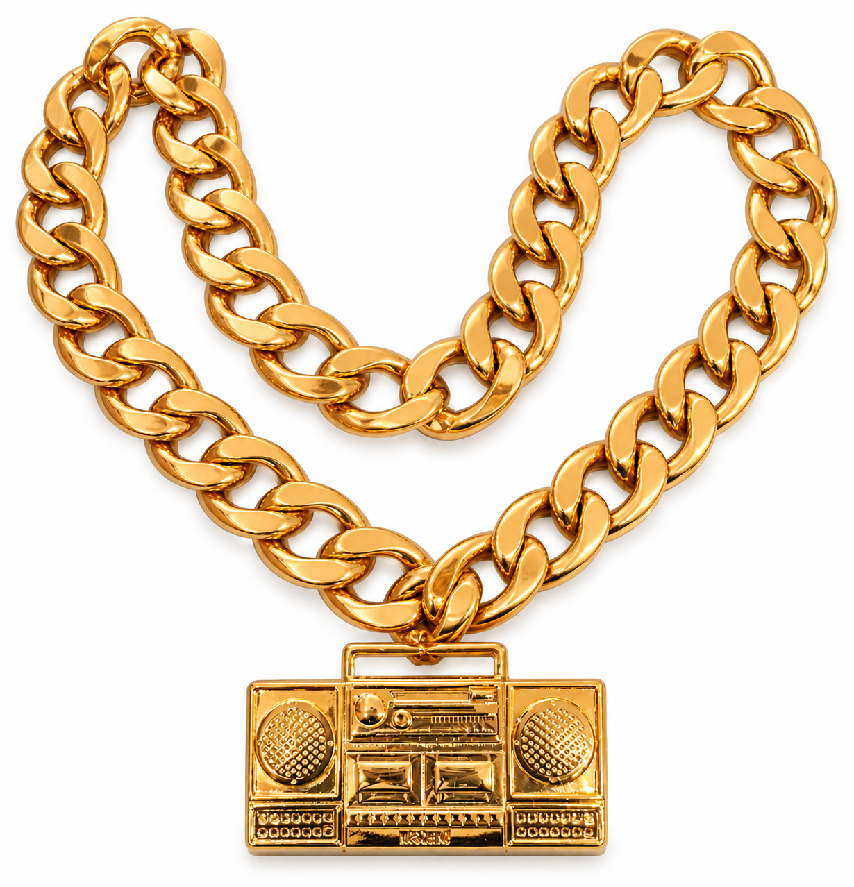 MOSCHINO GOLD BOOM BOX CHUNKY NECKLACE