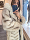 Chevron Fox Fur Coat