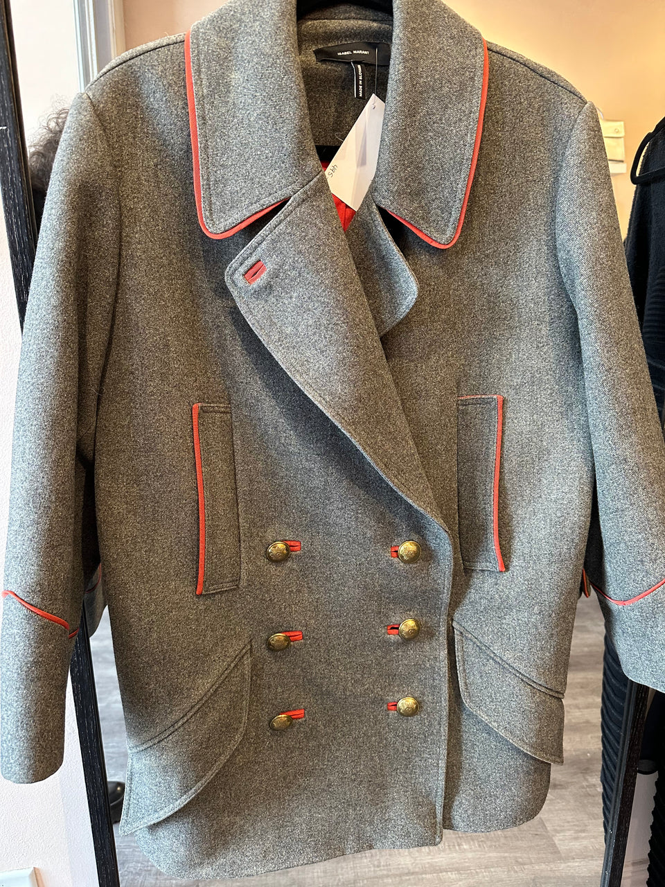 Grey Military style jacket with piping