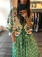 Printed Silk Caftan Dress with Drawstring