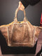Convertible Distressed Faux Shearling Tote